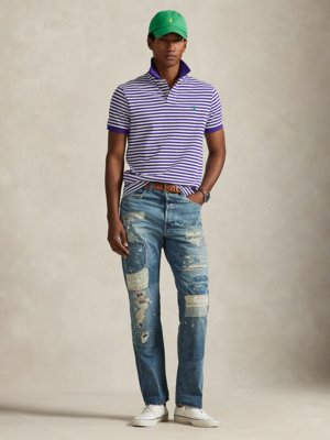 Piqué-Poloshirt mit Ringelstreifen, Custom Slim Fit