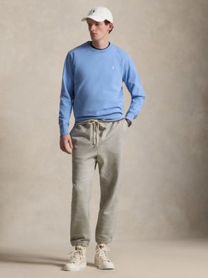 Unifarbenes Sweatshirt mit Poloreiter-Stickerei