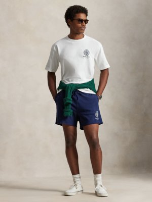 T-Shirt aus einem Baumwollstrick mit rückseitigen Wappen-Print, Relaxed Fit