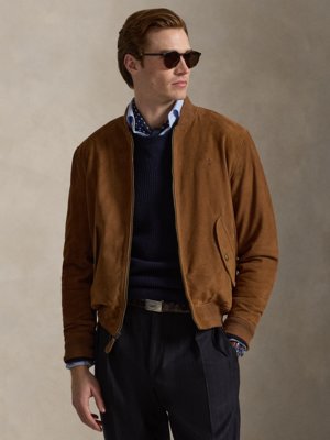 Blouson aus Ziegenveloursleder mit Logo-Stickerei