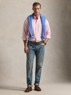 Oxfordhemd mit feinem Streifenmuster, Custom Fit