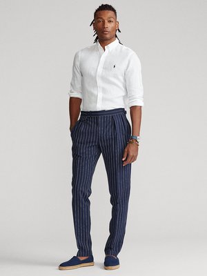 Leinenhemd mit Logo-Aufnäher, Slim Fit