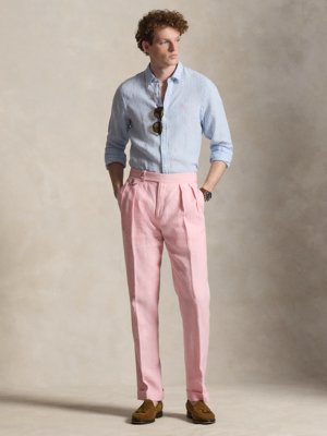 Leinenhemd mit Streifenmuster, Slim Fit