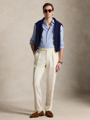 Leichtes Hemd aus einem Leinen-Mix mit Pepita-Muster, Custom Fit