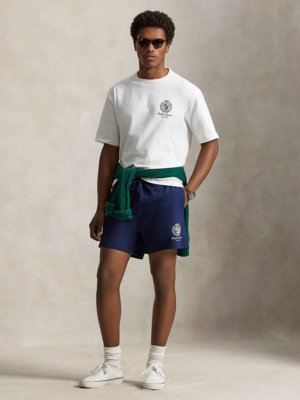 Leichte Baumwollshorts mit Dehnbund und Print am Bein