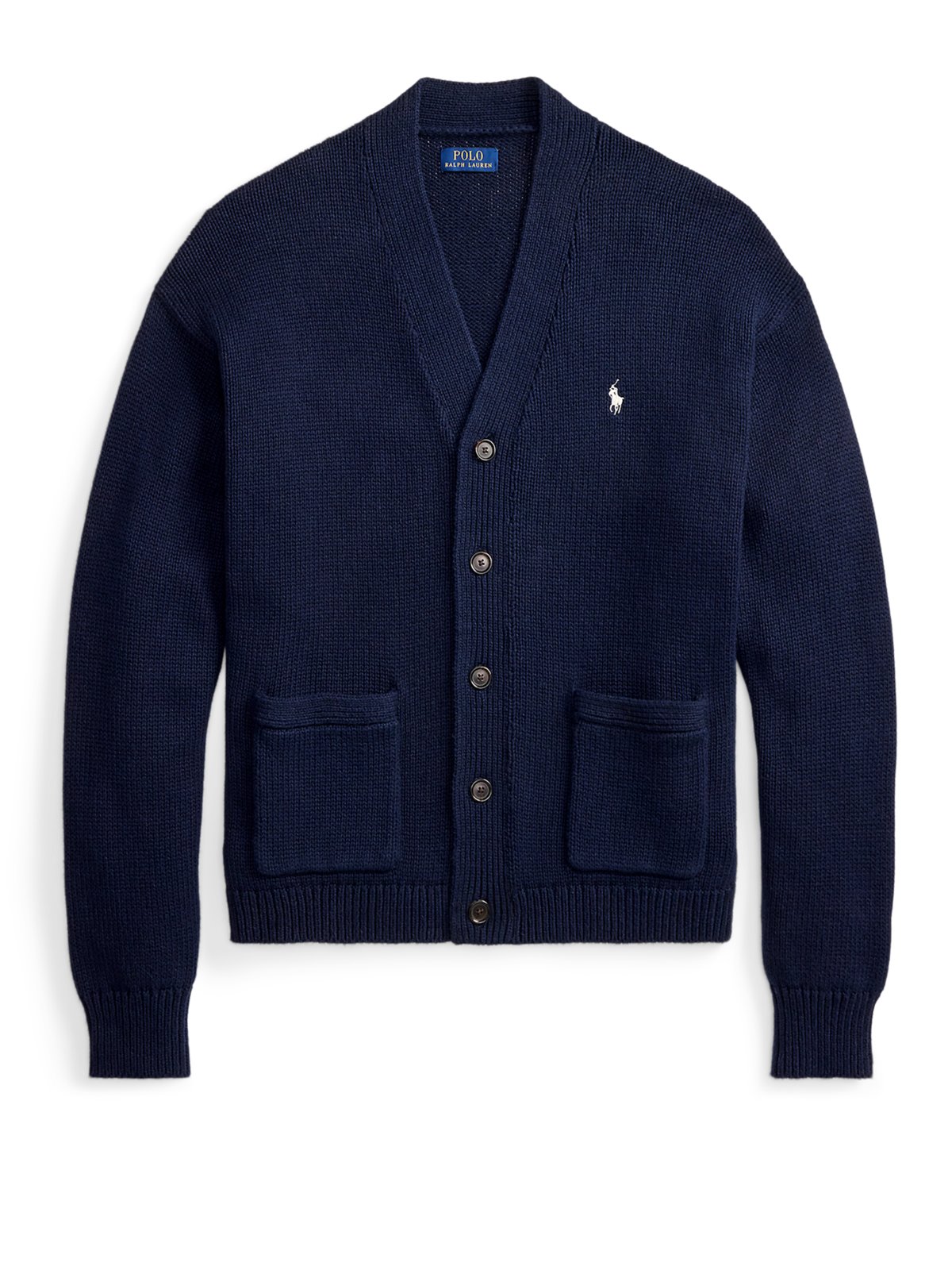 Polo Ralph Lauren Strickjacke aus Baumwolle mit Pony-Stickerei, Relaxed Fit in M