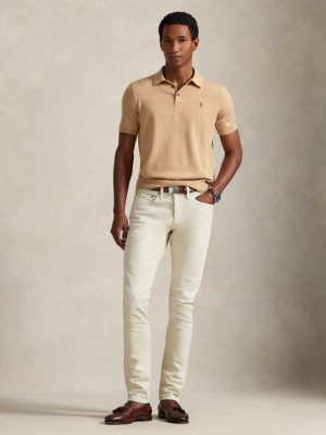 Softes Feinstrick-Poloshirt mit Pony-Stickerei