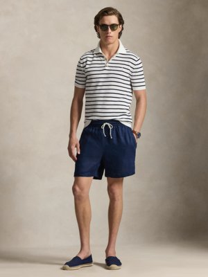 Strick-Poloshirt mit Ringelstreifen und Pony-Stickerei