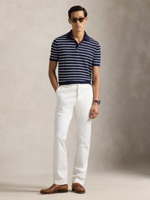 Strick-Poloshirt mit Ringelstreifen und Pony-Stickerei