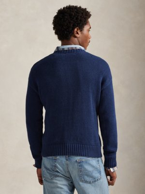 Strick-Pullover aus Leinen und Baumwolle mit Schriftzug, Relaxed Fit