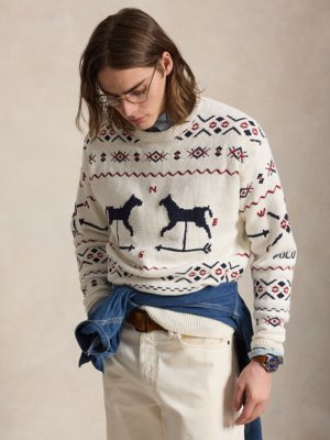Strick-Pullover aus Baumwolle, Leinen und Kaschmir, Regular Fit