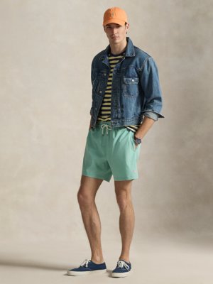 Glatte Badeshorts in Stretch-Qualität mit kleiner Pony-Stickerei