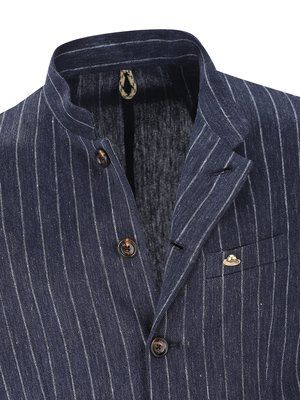 Einreihiger Blazer mit Nadelstreifen und Leinenanteil im Landhausstil