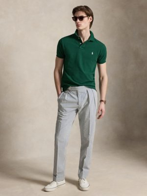 Piqué-Poloshirt aus Baumwolle mit Pony-Stickerei, Slim Fit