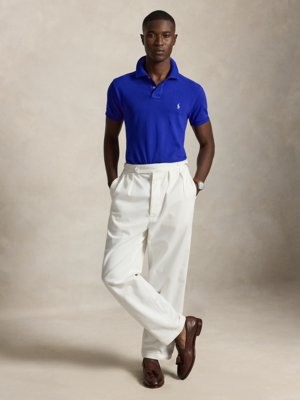 Piqué-Poloshirt aus Baumwolle mit Pony-Stickerei, Slim Fit