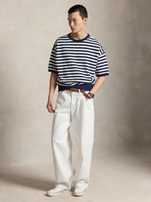 T-Shirt in softer Sweat-Qualität mit Ringelstreifen, Relaxed Fit