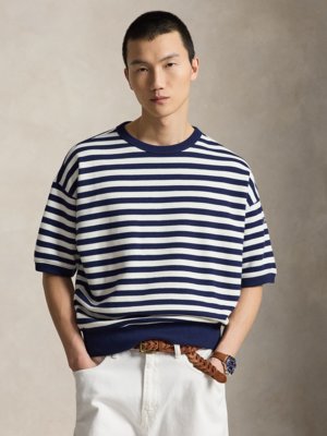 T-Shirt in softer Sweat-Qualität mit Ringelstreifen, Relaxed Fit