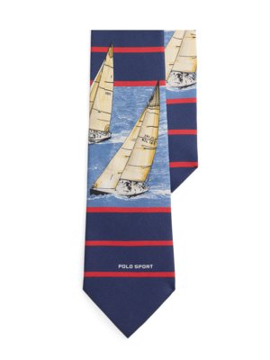 Seidenkrawatte mit Segelboot-Motiven