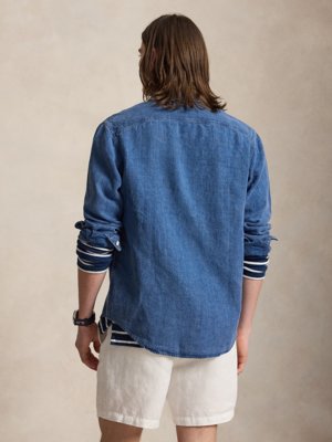 Jeanshemd aus Leinen mit Brusttaschen, Classic Fit