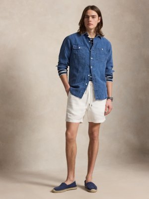 Jeanshemd aus Leinen mit Brusttaschen, Classic Fit