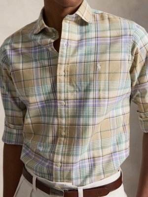 Oxfordhemd mit Check-Muster und Logo-Stickerei, Custom Fit