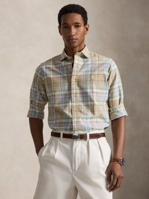 Oxfordhemd mit Check-Muster und Logo-Stickerei, Custom Fit