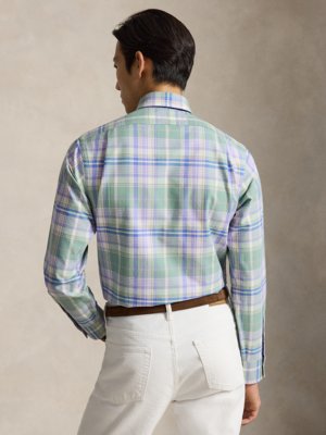 Oxfordhemd mit Check-Muster und Logo-Stickerei, Custom Fit