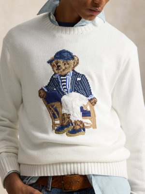 Strick-Pullover aus Baumwolle mit Polo-Bear-Stickerei