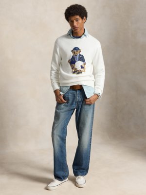 Strick-Pullover aus Baumwolle mit Polo-Bear-Stickerei