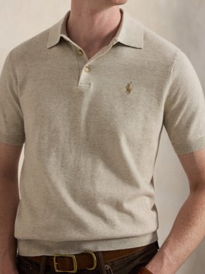 Softes Feinstrick-Poloshirt mit Pony-Stickerei