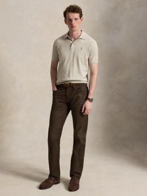 Softes Feinstrick-Poloshirt mit Pony-Stickerei