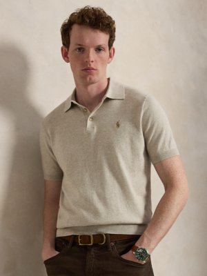 Softes Feinstrick-Poloshirt mit Pony-Stickerei