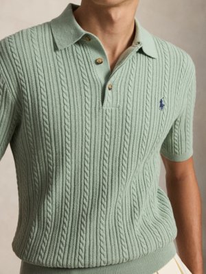 Strick-Poloshirt aus Baumwolle mit Logo-Stickerei