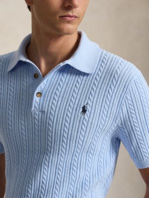 Strick-Poloshirt aus Baumwolle mit Logo-Stickerei