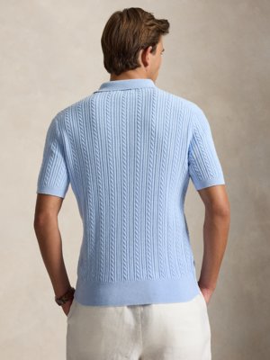 Strick-Poloshirt aus Baumwolle mit Logo-Stickerei