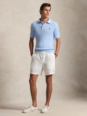 Strick-Poloshirt aus Baumwolle mit Logo-Stickerei