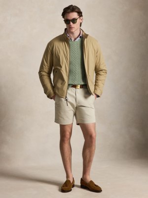Strick-Pullover aus Baumwolle und Leinen mit Zopfmuster