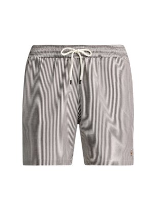 Badehose in Seersucker-Qualität mit farbiger Pony-Stickerei