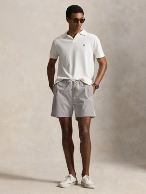 Badehose in Seersucker-Qualität mit farbiger Pony-Stickerei