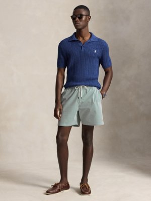 Badehose in Seersucker-Qualität mit farbiger Pony-Stickerei