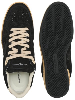 Low Top-Sneaker aus Leder mit Wildleder-Overlays