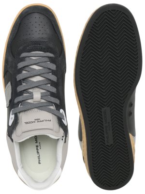 Low Top-Sneaker aus Leder mit Wildleder-Overlays