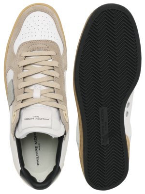 Low Top-Sneaker aus Leder mit Wildleder-Overlays
