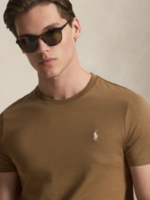 Leichtes T-Shirt mit Pony-Stickerei, Custon Slim Fit