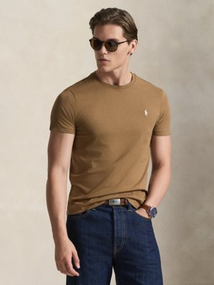 Leichtes T-Shirt mit Pony-Stickerei, Custon Slim Fit
