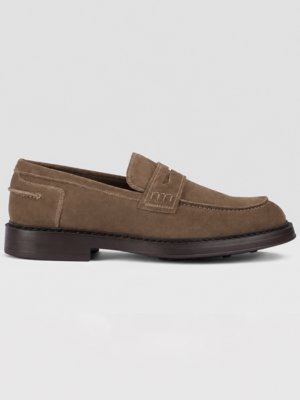 Penny Loafer aus Veloursleder mit Riegel und Kappnaht