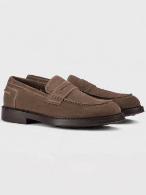 Penny Loafer aus Veloursleder mit Riegel und Kappnaht