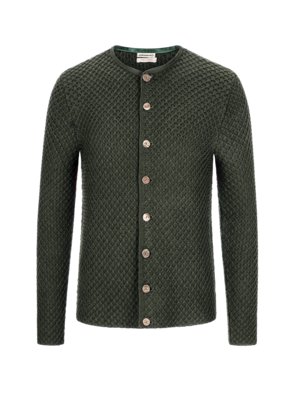 Trachtenstrickjacke aus Schurwolle mit Rautenstruktur