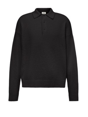 Langarm Heavy-Frottee-Poloshirt mit Stretchanteil