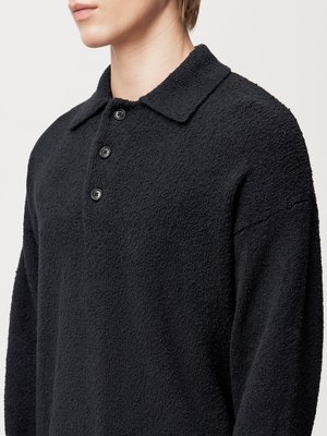 Langarm Heavy-Frottee-Poloshirt mit Stretchanteil